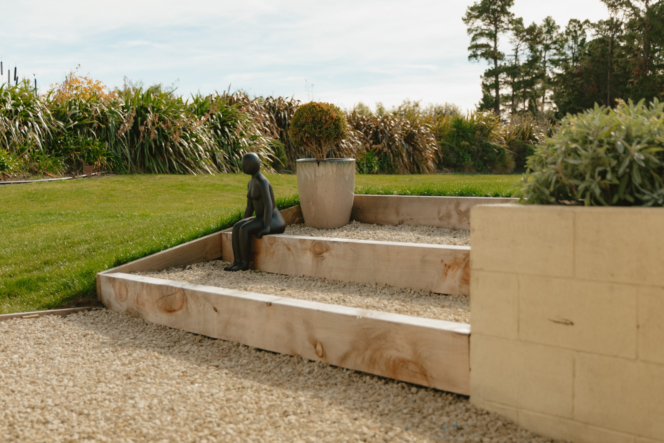 North Canterbury landscaping design with modern garden features