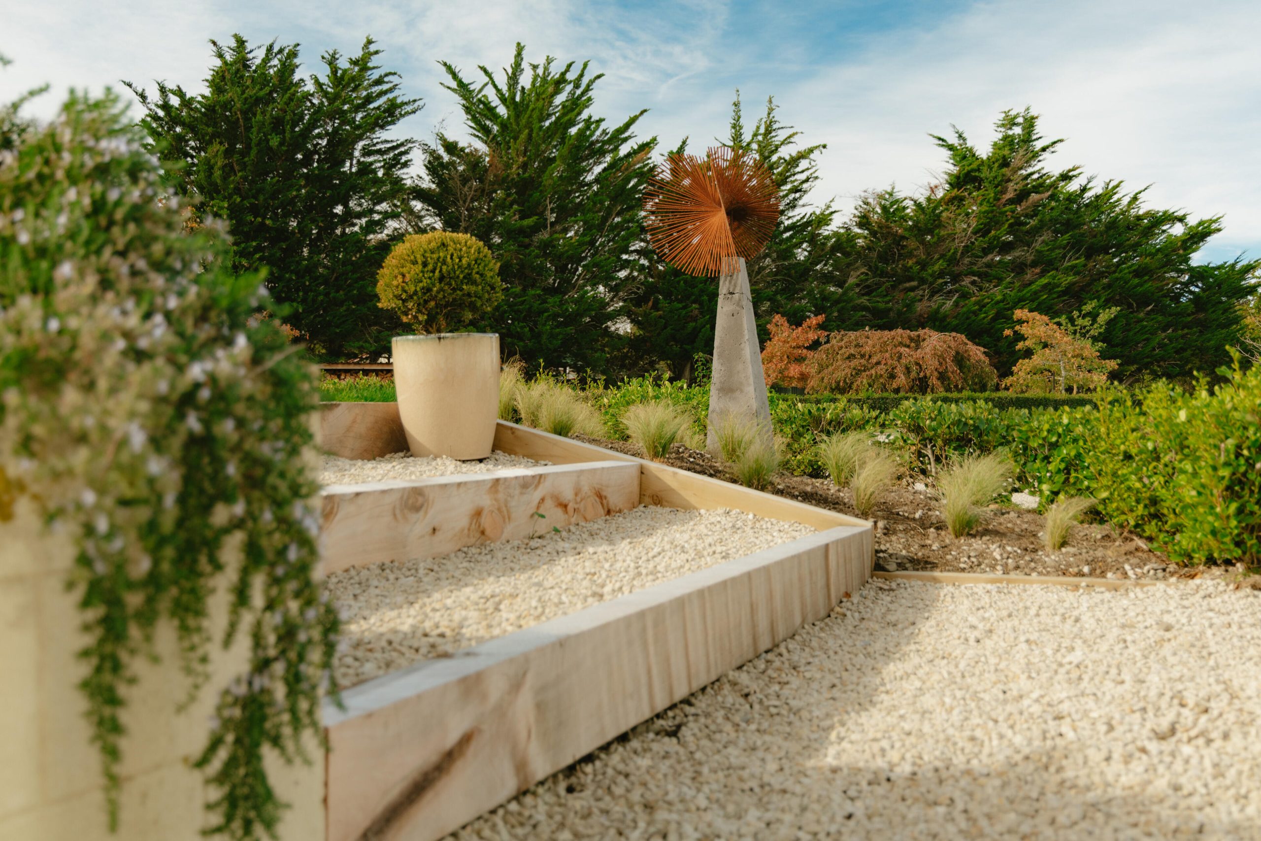 North Canterbury landscaping design with modern garden features